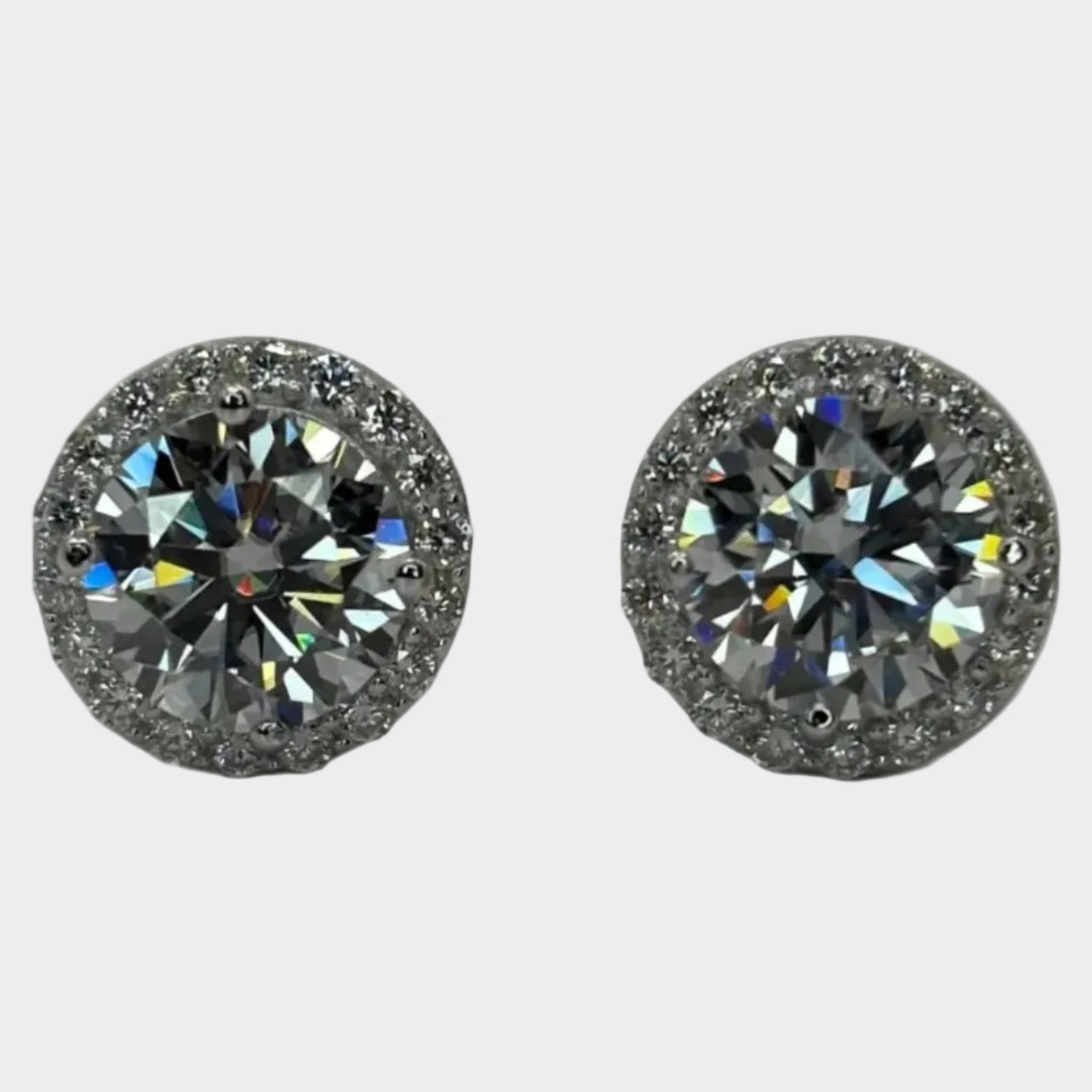 moissanite silver stud earrings halo 