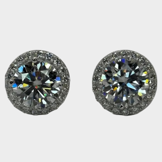 moissanite silver stud earrings halo 