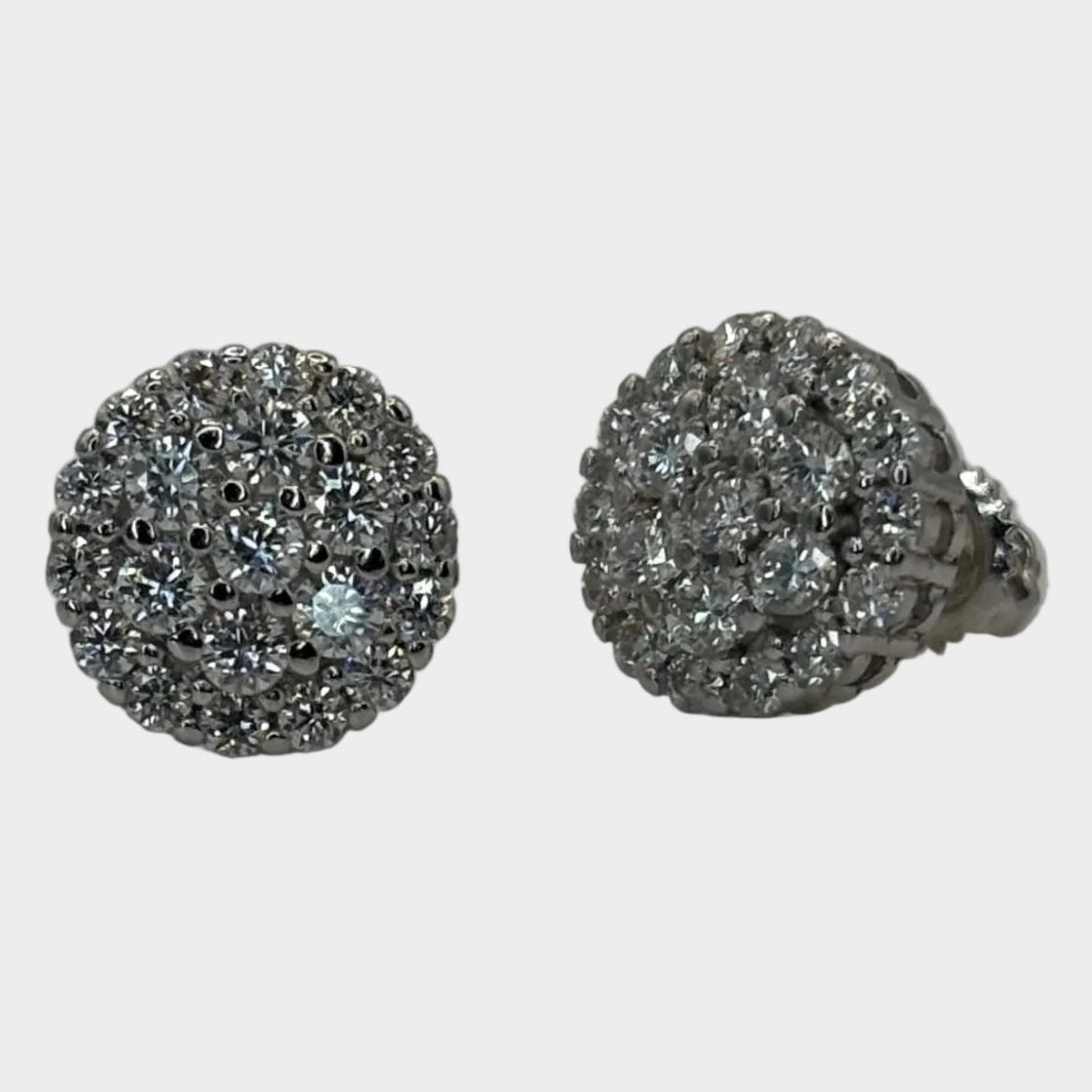 flooded round moissanite stud earrings sterling silver 10mm