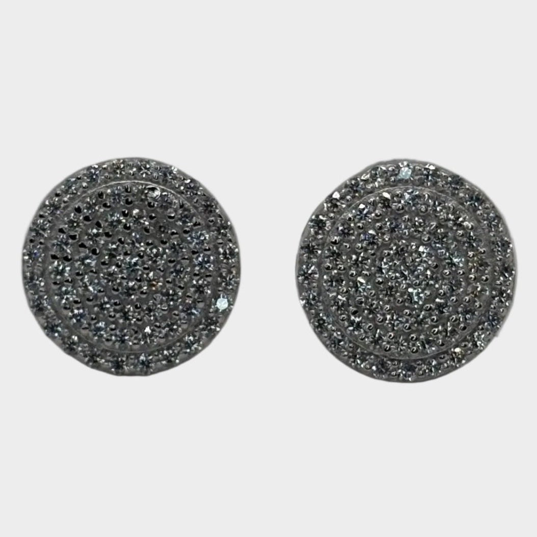 moissanite micro iced stud silver earrings