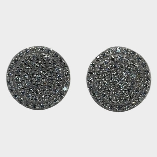 moissanite micro iced stud silver earrings