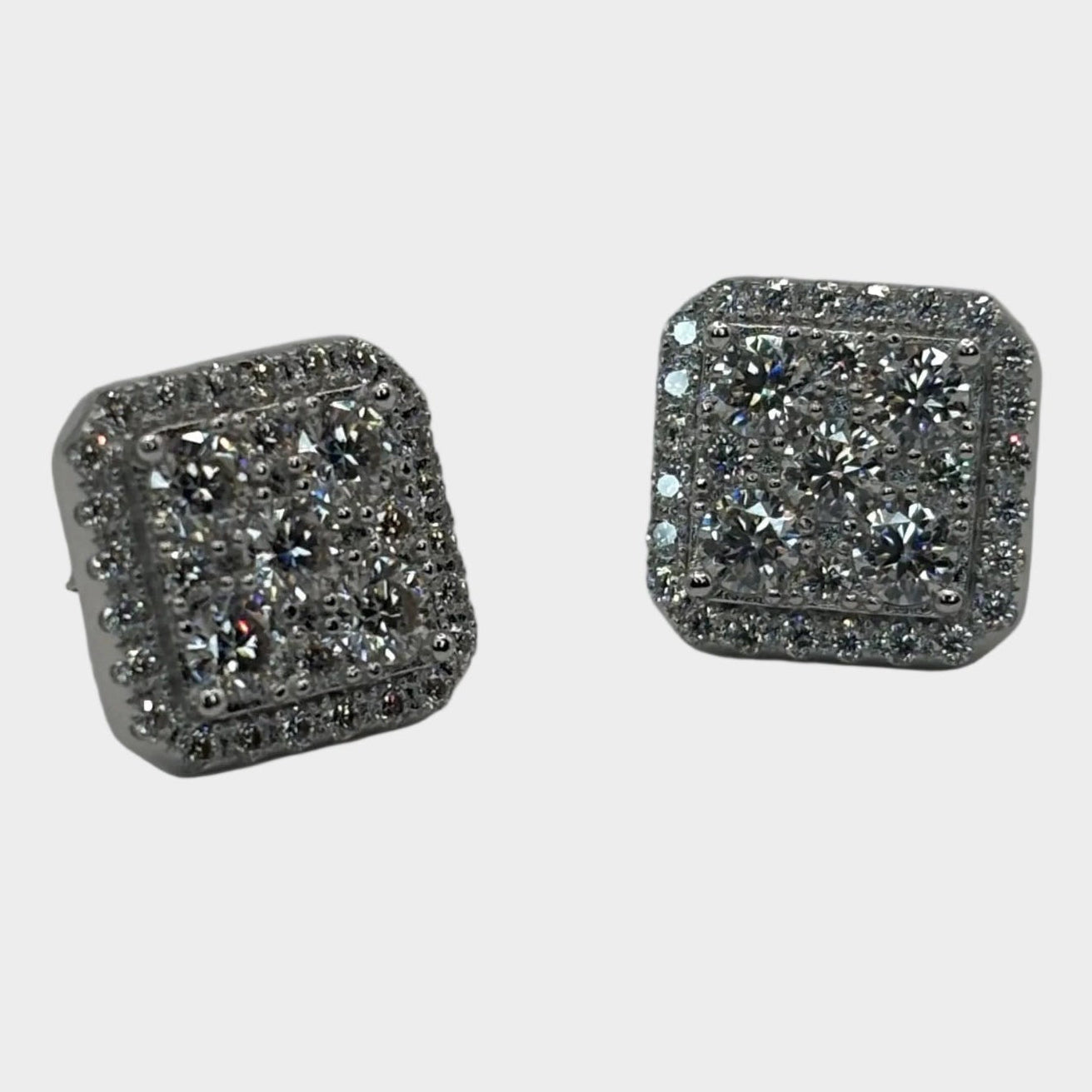 moissanite silver square stud earrings