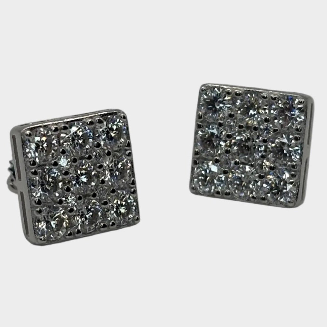 square moissanite stud silver earrings