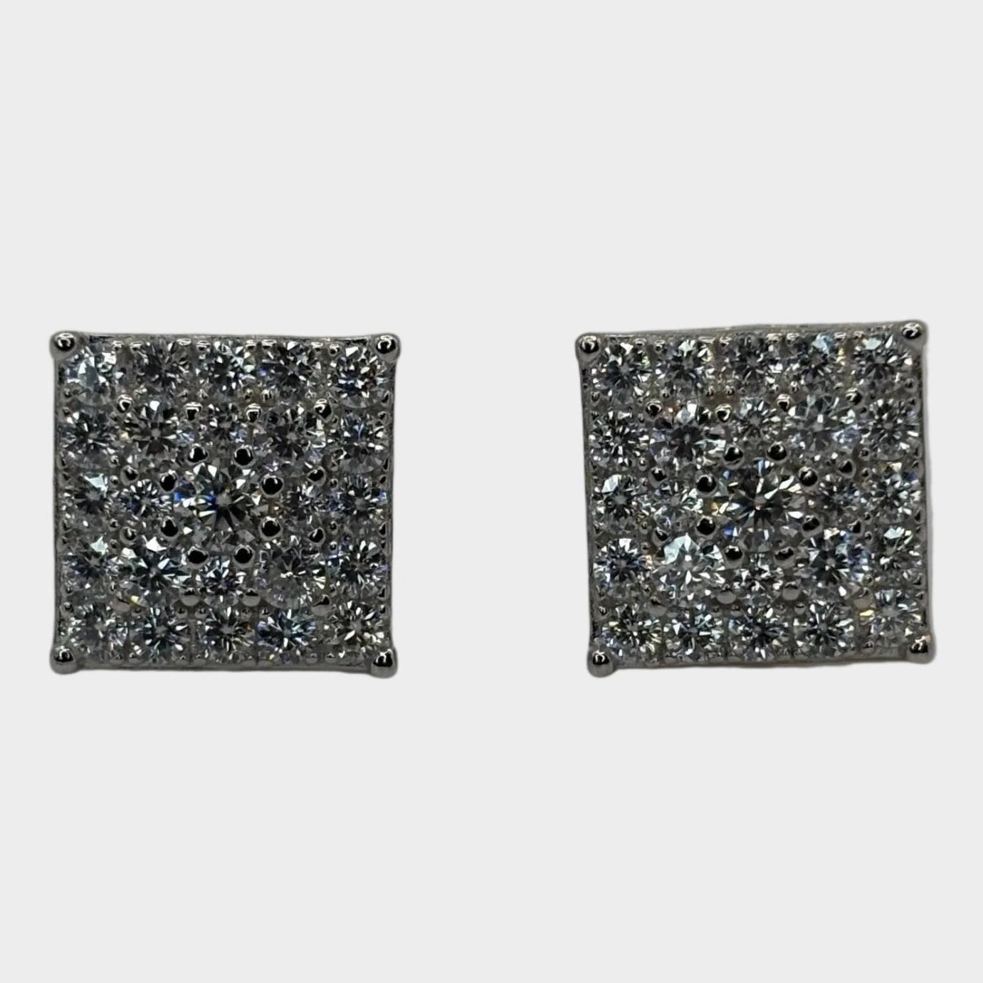 moissanite silver stud square earrings