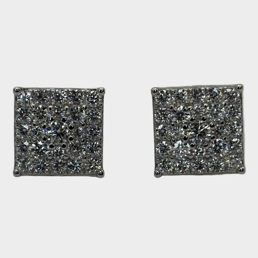 moissanite silver stud square earrings